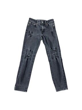 American Eagle Black Denim Jeans Distressed Women's 26 X 28 Slim Grunge Street
